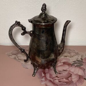 Vintage Silver Plated Teapot with Ornate Handle